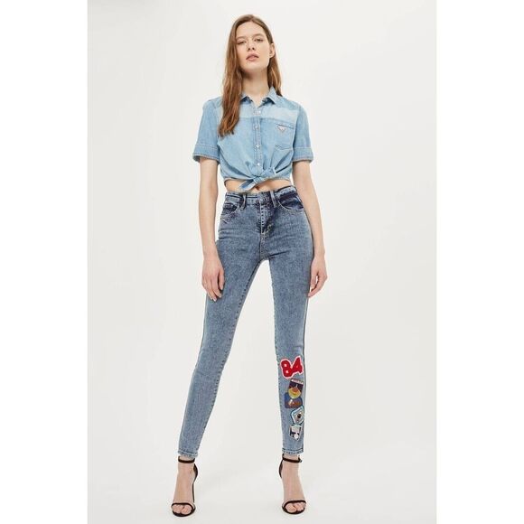 GUESS Originals 1981 Capsule Patch Skinny Jeans Retro Vintage Look NWT - Picture 1 of 8
